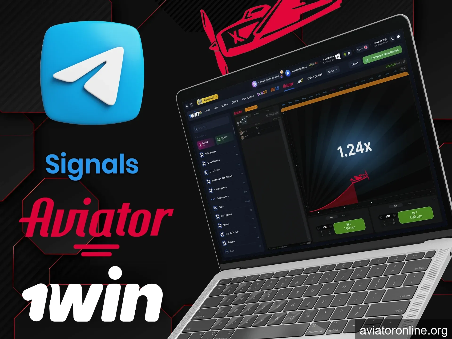 1Win Telegram channel does not publish information about Aviator signals.