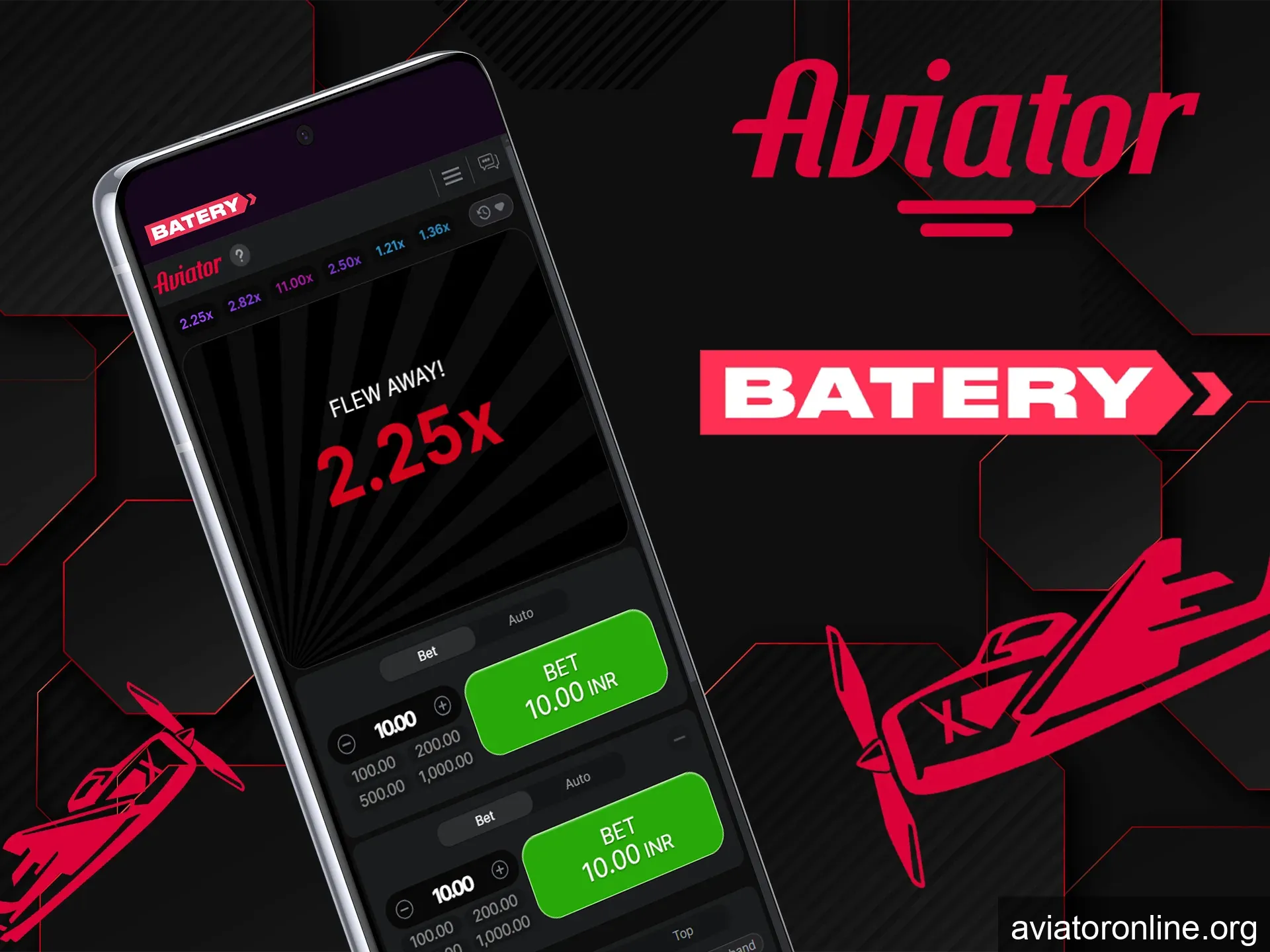 Have an unforgettable experience with Aviator in the Batery app.