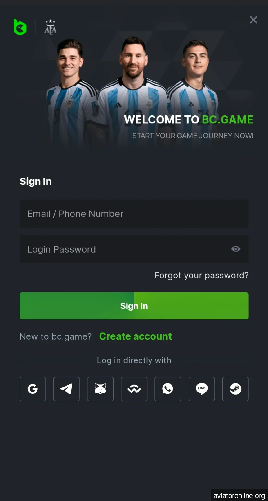 Install and log into your personal account with the BCGame iOS app.