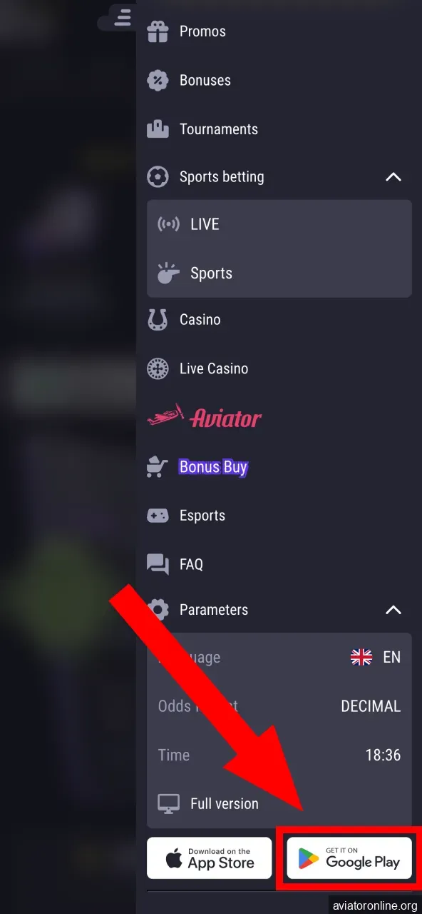 Tap Android icon at top of BetAndreas site to download.