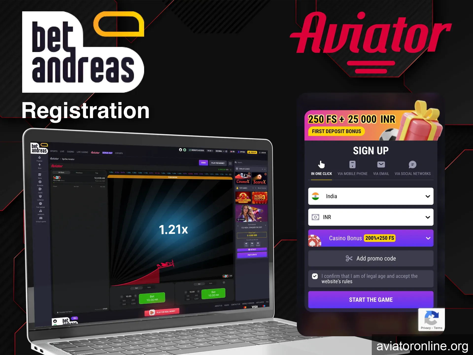 Register on BetAndreas to unlock Aviator and bonuses.