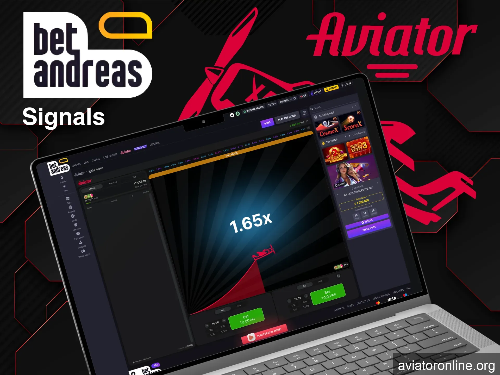 Aviator on BetAndreas uses random outcomes, not patterns.