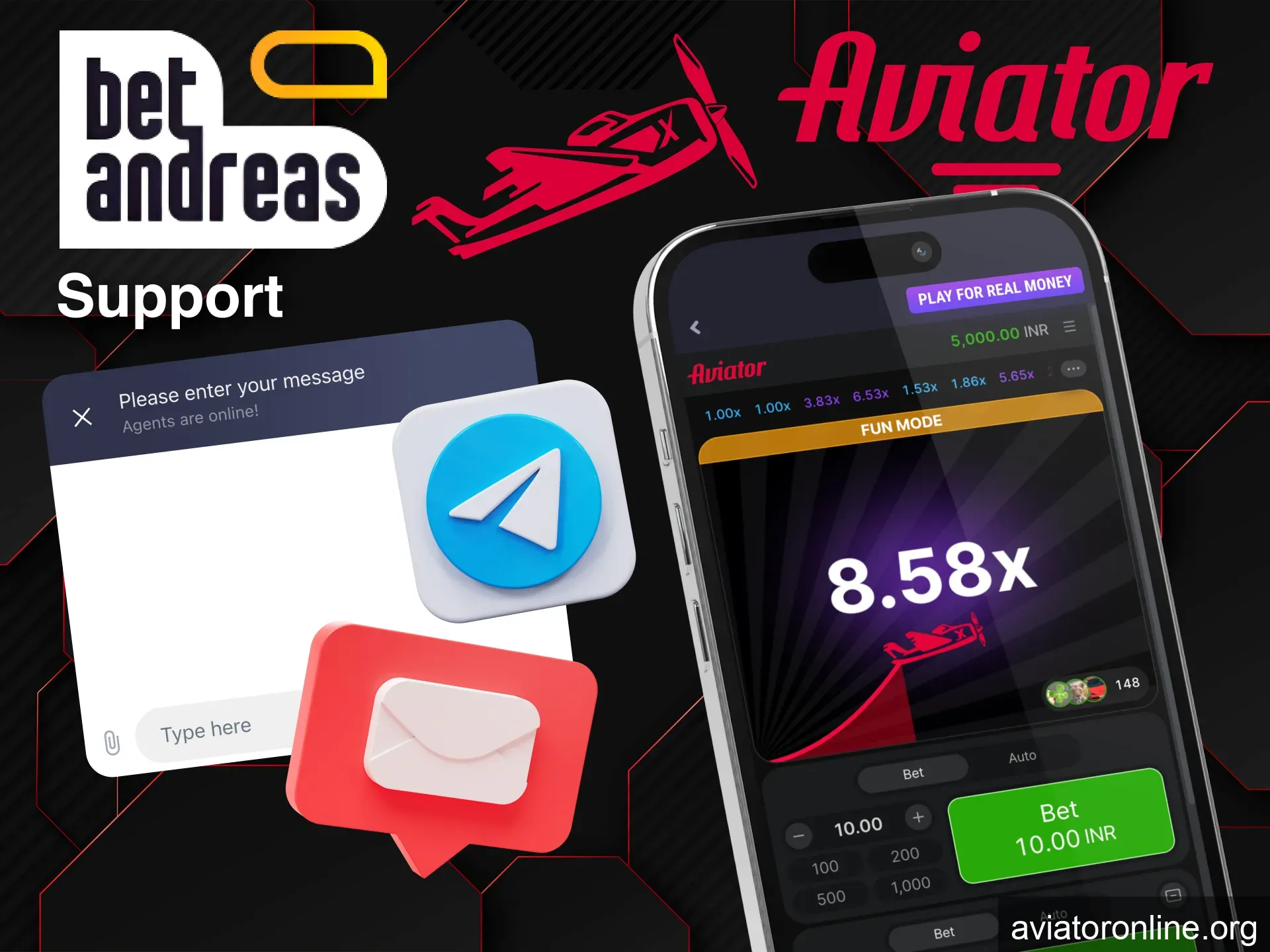 Contact BetAndreas support via email or live chat anytime.