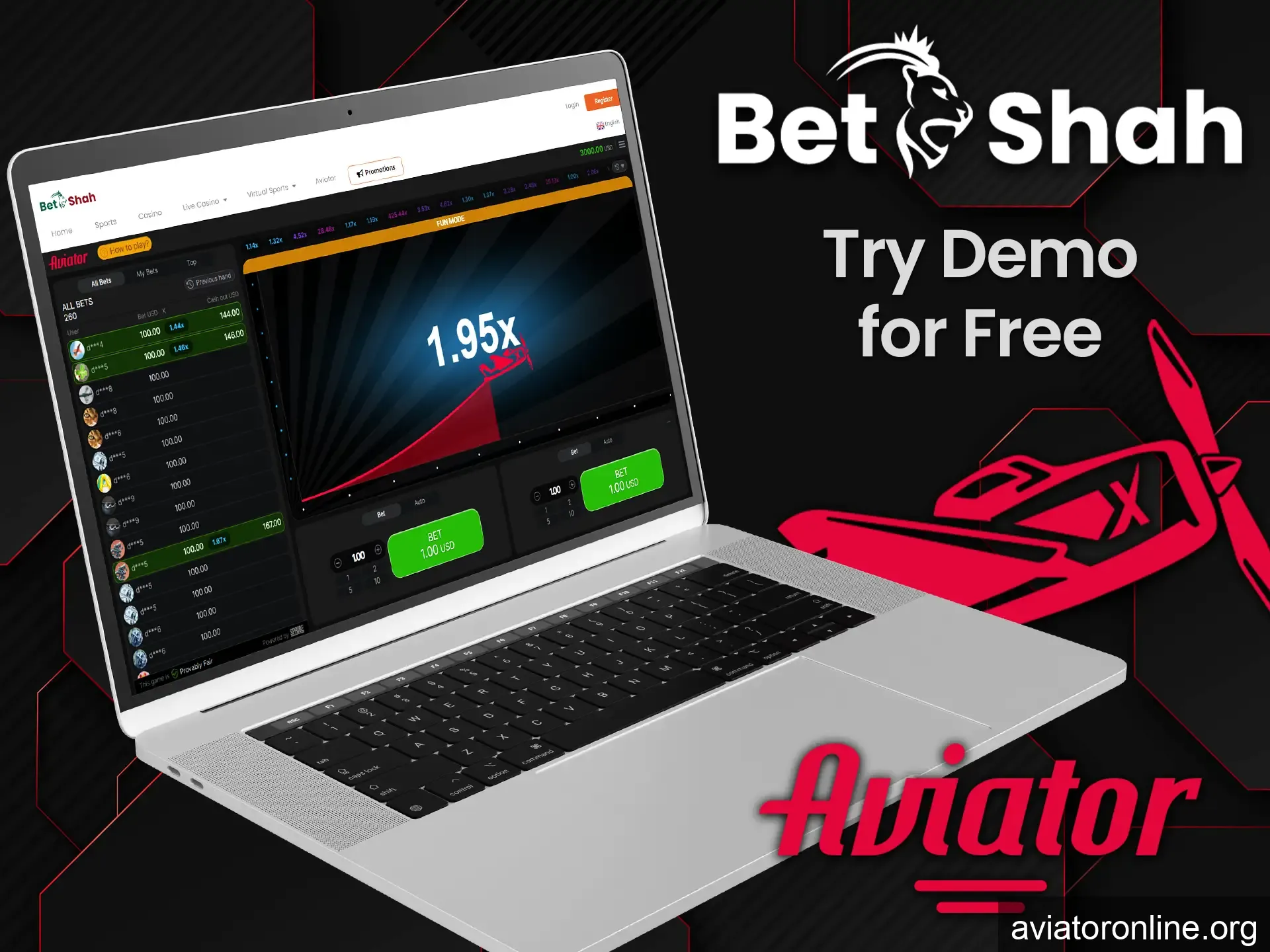 The demo version of Aviator gives you the chance to experience the game for free at BetShah.