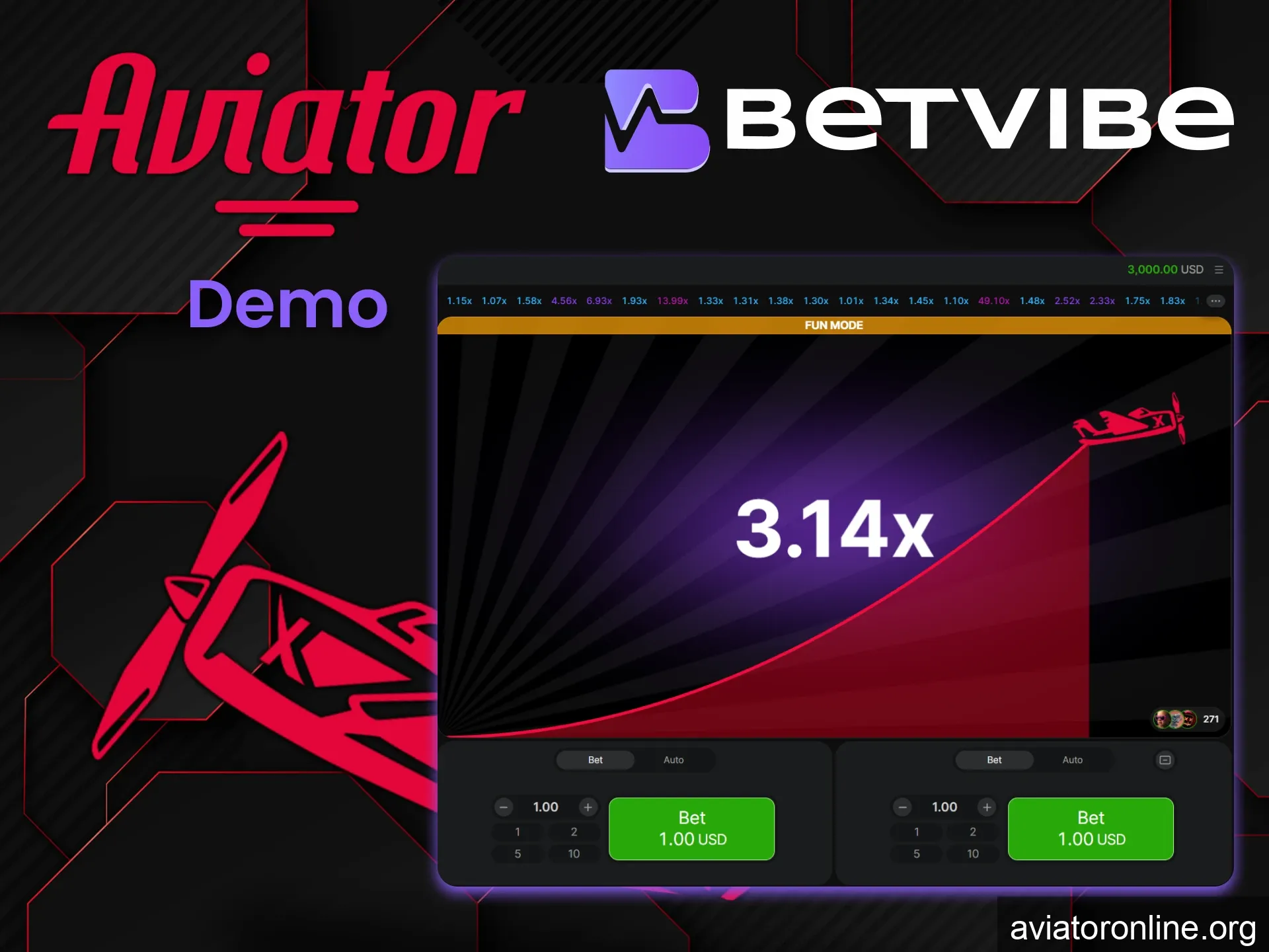 Try your hand at the demo version of the game Aviator on BETVIBE.