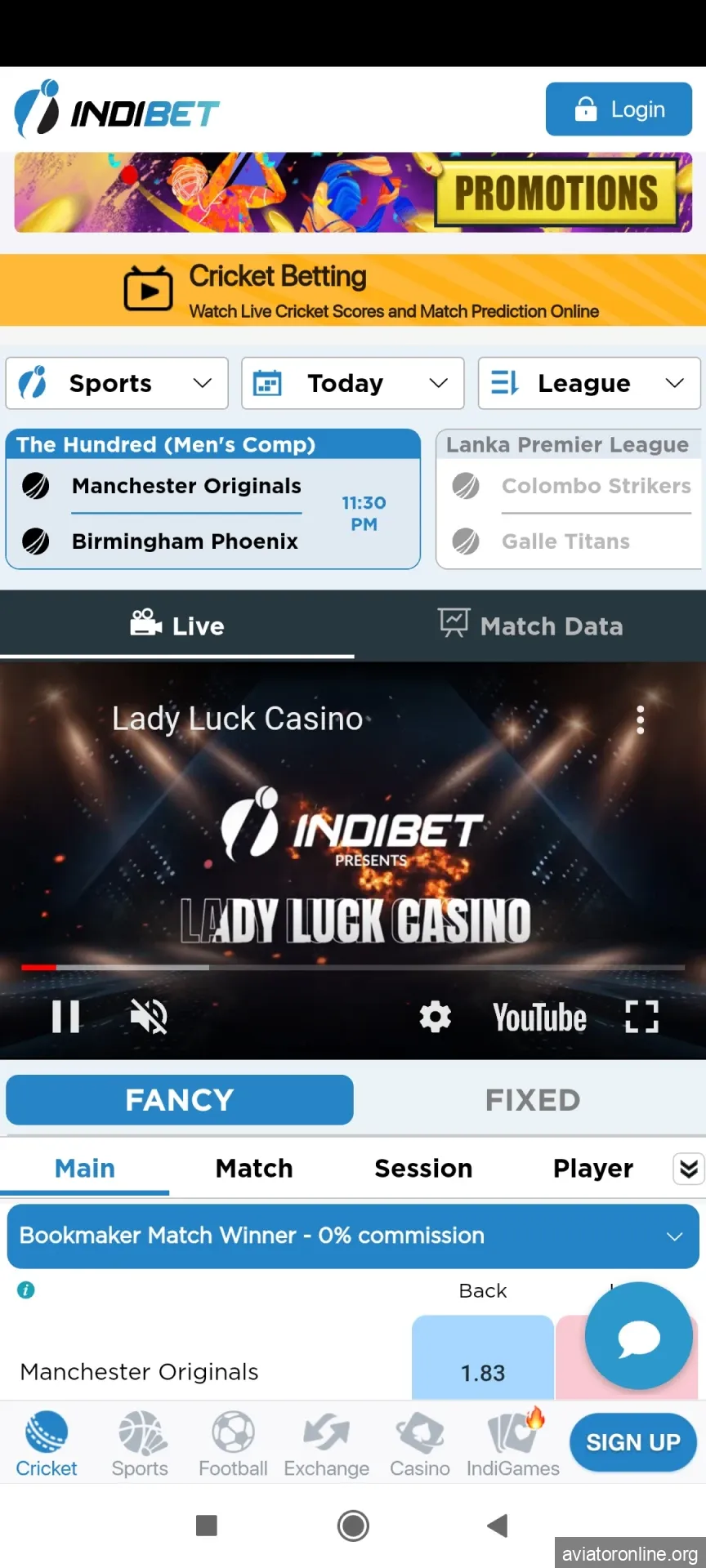 Visit the main page of the Indibet app.