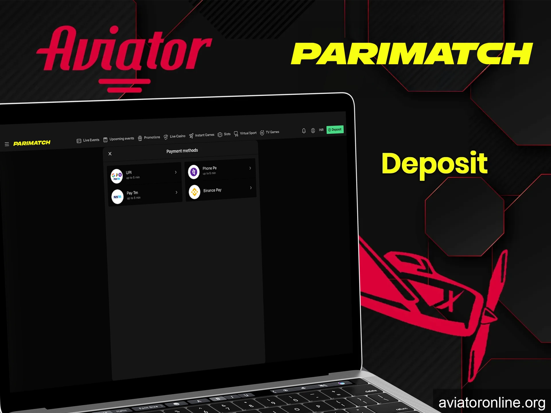 Fund your Parimatch account to start playing Aviator for real money.