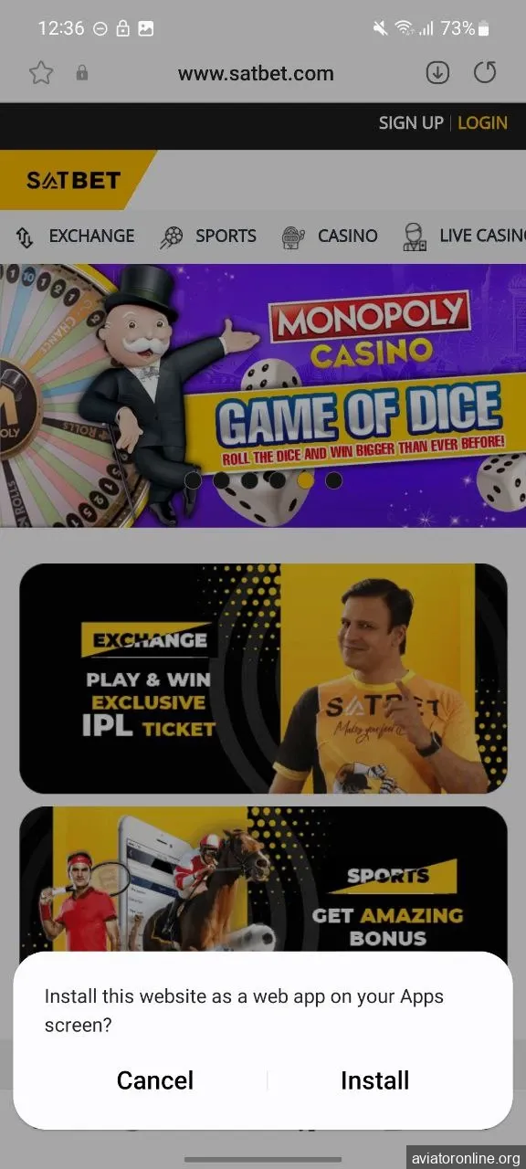 Start installing Satbet app.