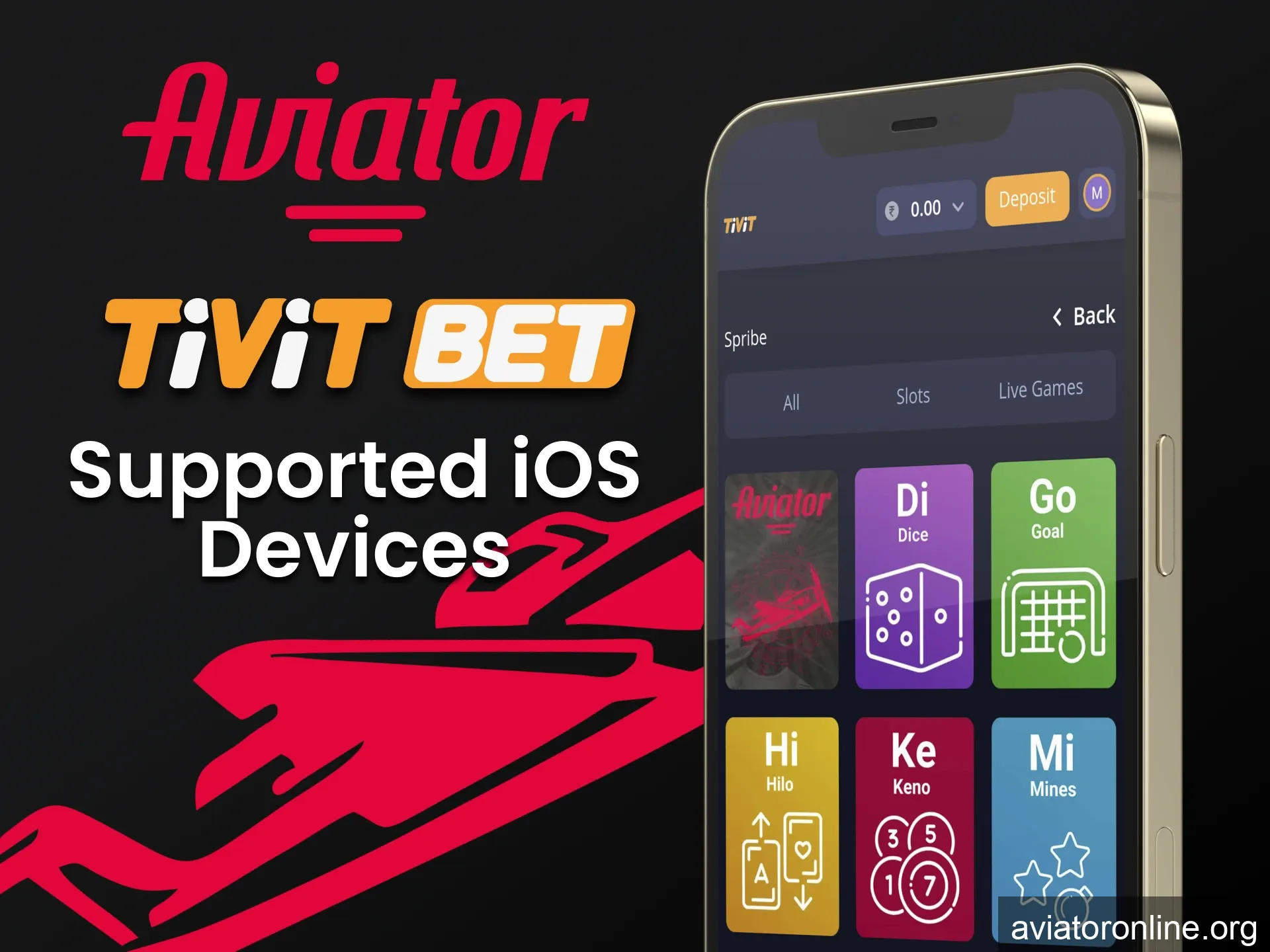 Choose iOS devices to play Aviator in the Tivitbet app.