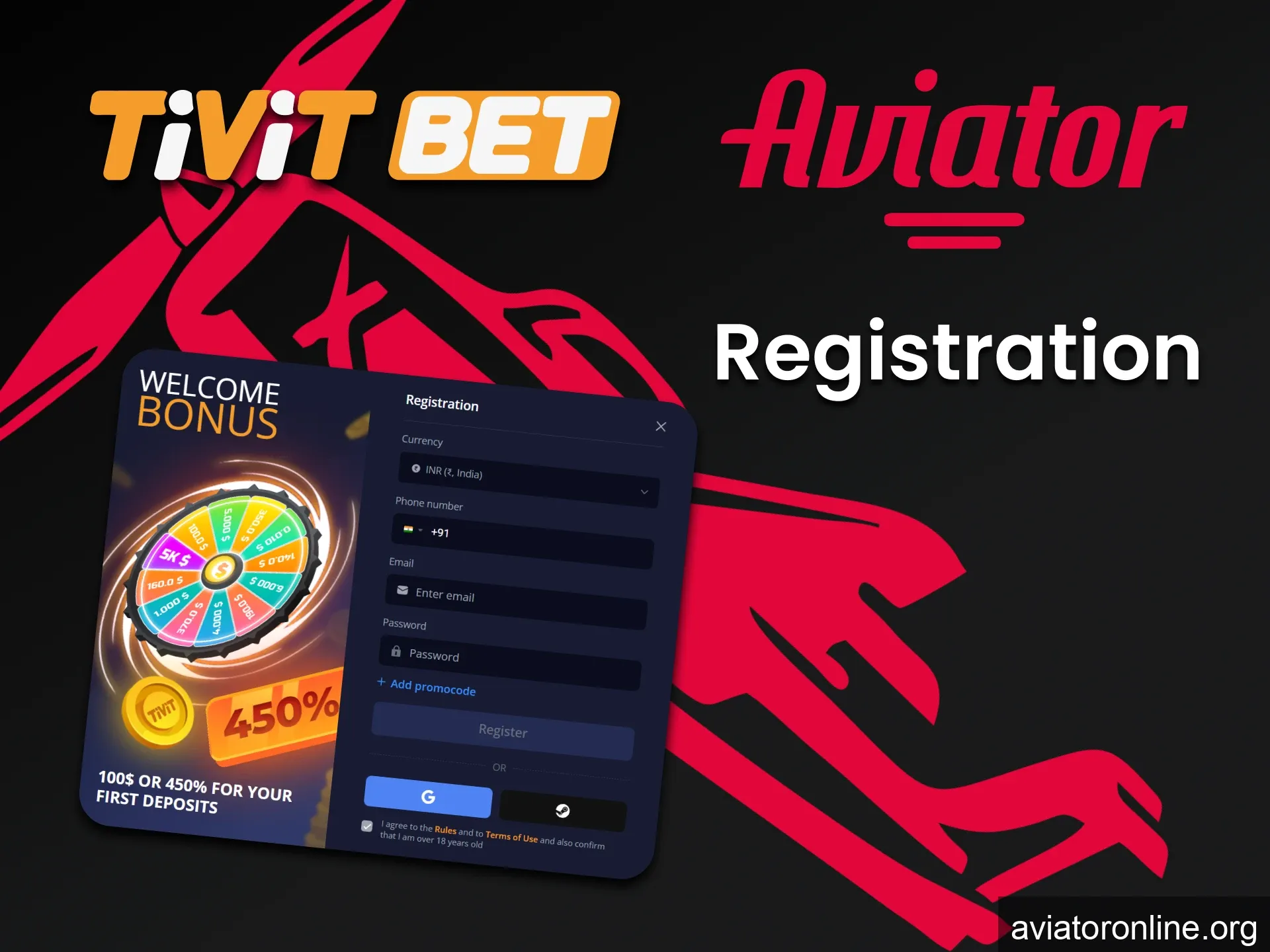 Be sure to register on Tivitbet to play Aviator.